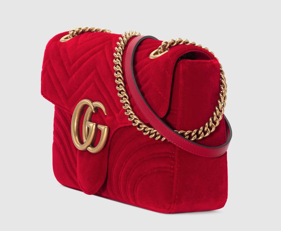 Gucci GG Marmont medium shoulder bag hibiscus red velvet 443496